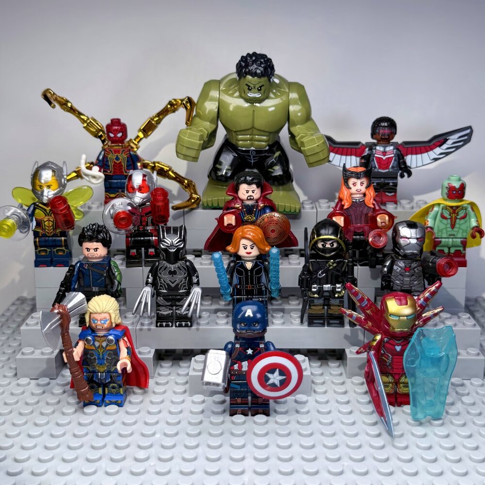 Marvel Avengers Iron Man Spider-Man Hulk Thor Custom Minifigure Lot of 16